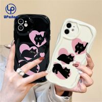 เคส UPaitou สำหรับ Samsung A14 A04 A34 A54 A04s A04E A24 A23 A13 A03 A52s A52 A50s A30s A02s A03s เคสโทรศัพท์ปิดขอบหยักรูปแมวดำฝาครอบป้องกันเนื้อนิ่ม TPU โค้งงอ