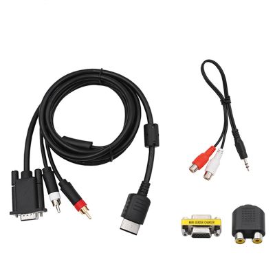 Black VGA Cable HD Cable for SEGA Dreamcast High Definition+3.5Mm to 2-Male RCA Adapter Game Console HD Adapter Cable