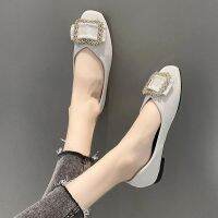 SWEETC Kasut Perempuan Plus Size(35-43)Womans R Square Buckle Pump Flats