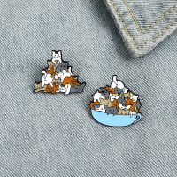 【DT】hot！ Cats who like to play games Enamel Brooch kindle of kittens Stack height Lapel Pin Meow meow jenga badge Gifts for kids