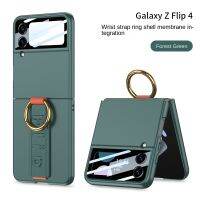 เคสโทรศัพท์คาร์บอนไฟเบอร์เคลือบอิเล็คโทรเพลทสำหรับ Samsung Galaxy Z Flip 4 3 Flip4แหวน Flip3ปลอกกันแดดสายรัดข้อมือหนัง