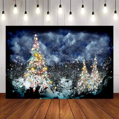 Glitter christmas tree backdrop winter snow forest background for photo studio Christmas family party decoration windows