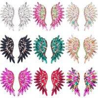 {Han ornaments}คริสตัล Shining Rhinestone Hypoallergenic Feather Wing Shape หูเจาะเครื่องประดับ Angel Wings ต่างหูสตั๊ด Earrings