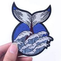 Natural Embroidery Patch Wave Badge Iron On Patches For Clothing Sea Mountain Patches Whale Space naszywki na ubrania Stripes