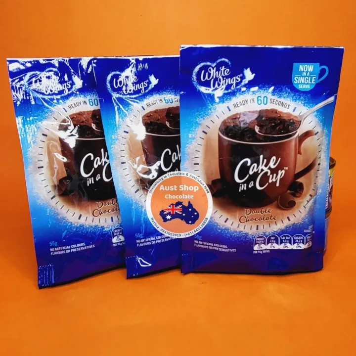 White Wings Cake In A Cup Double Chocolate 55g x 3 packets bột làm bánh ăn liền bằng lò vi