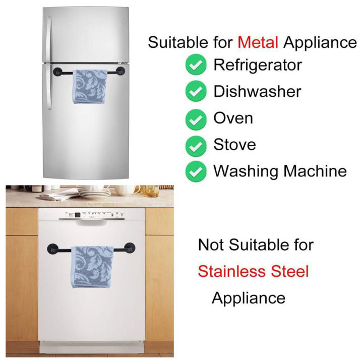 ตู้เย็นแม่เหล็กราวผ้าขนหนูตู้เย็นอลูมิเนียมที่แขวนผ้าขนหนูสำหรับเตาตู้เย็นเครื่องล้างจาน