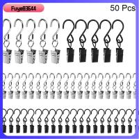 FUYE83644 50Pcs ง่ายต่อการใช้ S-hooks คลิปหนีบม่าน เหล็กไร้สนิม สีดำและสีเงิน คลิปหนีบผ้าม่าน แข็งแรงทนทาน ยาว2.4นิ้ว ตะขอเกี่ยวไฟกันสาด เต็นท์ตั้งแคมป์ตกแต่งบ้าน