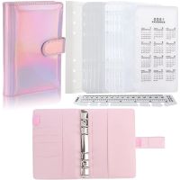 A6 PU Leather Notebook Binder Sets with 6-Round Ring Binder Cover, A6 Bookmark Ruler and Calendar Board