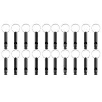 20 Pack Aluminum Whistle, Sports Whistle, Emergency Survival Whistles with Key Chain,Black