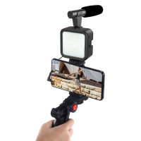 Smartphone Holder Camera Vlogging Studio Kits Video Shooting Photography Suit with Microphone LED Fill Light Mini Tripod