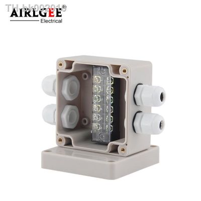 ▼ 83 x 81 x 56mm 2 Inlet 2 Outlet outdoor waterproof junction box with terminal connector ABS plastic cable distribution box