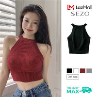 Sezo เสื้อกั๊กยกทรงสีพื้นเซ็กซี่แฟชั่นใหม่สำหรับผู้หญิง