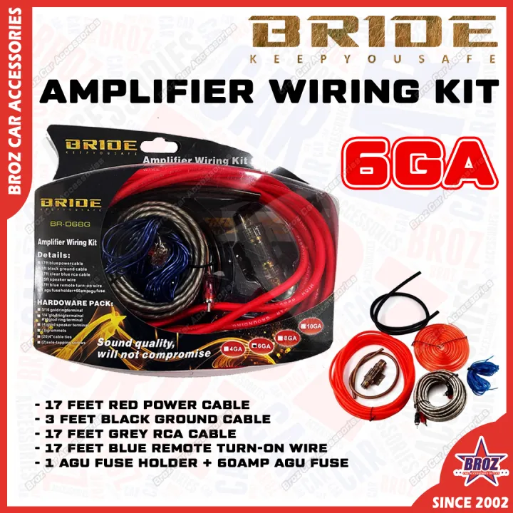 🔌 Bride 6GA Amplifier Wiring Kit Car Audio Subwoofer Amplifier