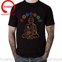Seven Chakras Meditating Buddha T Shirt Men Cotton Fashion Yoga Lover Man T-Shirt Short Sleeved Buddhism Mandala Tee Tops Appare