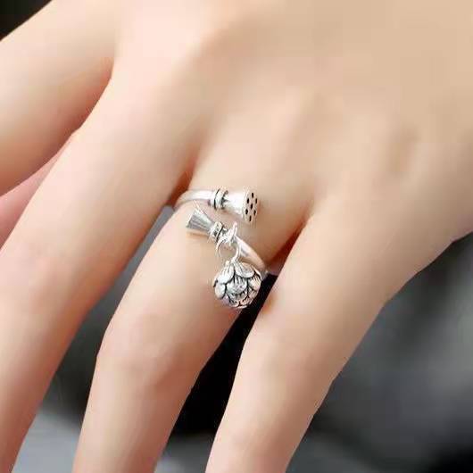 s925-เงินสเตอร์ลิงย้ายระฆังแหวนสุภาพสตรีแฟชั่นบุคลิกภาพเกาหลีสุทธิสีแดงแหวนออกแบบเฉพาะแหวนนิ้วชี้-h7vg