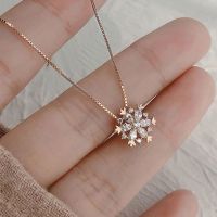 ✚❈ Women Girls Popular Snowflake Shining Crystal Necklace Rhinestone Snow Pendant Necklaces New Year Gift Jewelry