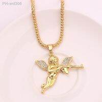 Fine Angel Cupid Gun Pendant Necklaces For Women Rhinestone Chain Necklace Romantic Lovers Matching Jewelry Punk Choker Chains