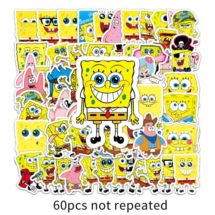 60 Piece SpongeBob SquarePants Fashion Cartoon Waterproof Cartoon
