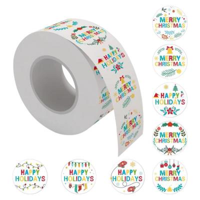 Christmas Stickers for Envelopes 500 Pieces 8 Designs Christmas Gift Tag Stickers Roll Decorative Christmas Roll Sticker for New Year Gift Box Sealed realistic