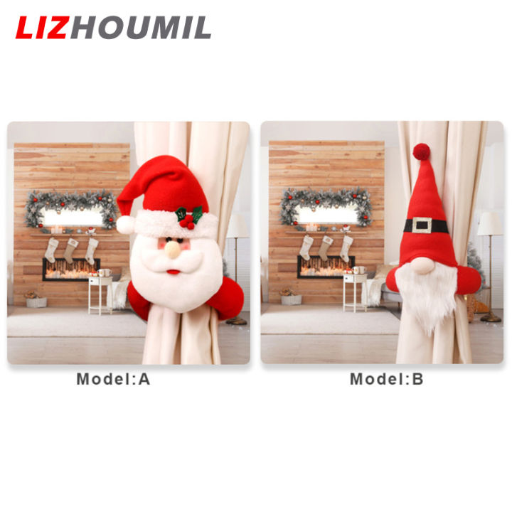 lizhoumil-ม่านหัวเข็มขัดรูปซานต้ามนุษย์หิมะกวางการ์ตูนน่ารักสำหรับตกแต่งบ้านสำนักงานห้องนอนสายรวบม่าน