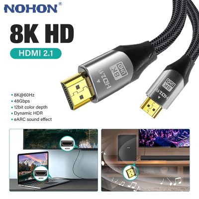 Kabel HDMI 8K 48Gbs 2.1 Bersertifikat Kecepatan Tinggi Ultra untuk Kotak TV PS5 USB C HUB 8K 60Hz HDMI2.1 48Gbps EARC Dolby Vision HDMI 8M 10M