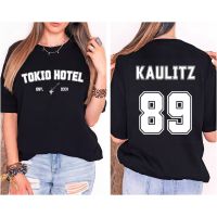 วงร็อค Kaulitz เสื้อยืดผ้าฝ้ายโรงแรม Tokio พิมพ์กลับของใช้จำเป็นฤดูร้อนแขนสั้นเยอรมันเสื้อยืดสีดำผู้ชายผู้หญิงเสื้อผ้าธรรมดา