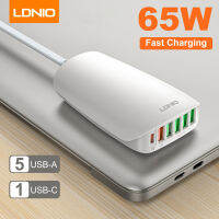 LDNIO 65W Charger 6 USB Port Fast Travel Charger Fast Charging Adapter Fast Wall Charger With 1.5M Power Cord Multifunction Chargers Compatible For IPhone 13 12 11 , MacBook Pro, IPad Pro, Switch,galaxy S21/S20