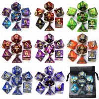 【LZ】 Mix Dice Set com saco 9 cores DND RPG Brinquedos portáteis para adultos Kids Plastic Cubes TRPG D4 D6 D8 D10 D12 D20