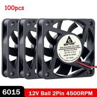 100PCS Gdstime 6cm 6015 DC 12V Brushless 2PIN Ball Bearing Cooler Fan 60x60x15mm 60mm Computer PC CPU Cooling Fan High Speed Cooling Fans