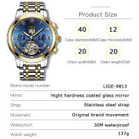 LIGE ใหม่นาฬิกา Mens Luxury Tourbillon อัตโนมัตินาฬิกาแบรนด์กีฬานาฬิกากันน้ำสำหรับชาย2022 Reloj Hombrehot