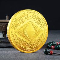 【CC】┅┅◊  Ethereum Commemorative Coin Collection Virtual Ether ETH Gold Badge Souvenirs Crafts Desktop Ornaments