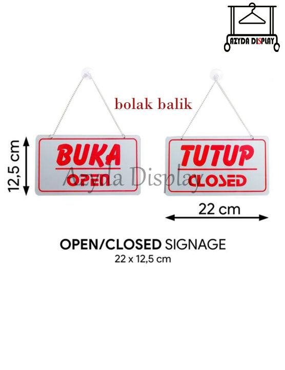 Akrilik Stiker Sign Board Label Plat Tulisan Buka Tutup Open Closed