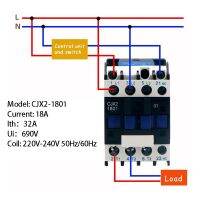 อุปกรณ์ AC-240V รังคอนแทค32A ไฟฟ้าคอยล์ (Ith) CJX2-1801รีเลย์สตาร์ทมอเตอร์1NC 3เฟส