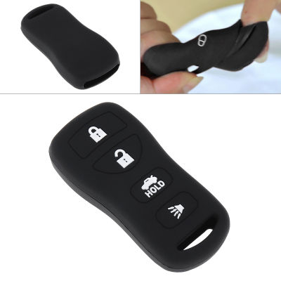 เคสกุญแจรถยนต์จานแบบตรงซิลิโคน4ปุ่มที่ใส่อุปกรณ์ป้องกันเหมาะสำหรับ Infiniti / Nissan 2002-2011