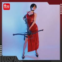 Ada Wong Cosplay Costume Sex Embroidered Cheongsam Style Red Dress Women Christmas Halloween Cosplay Outfit