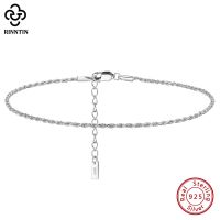 Rinntin 925 Sterling Silver Italian 1.5mm Diamond-Cut Rope Chain Anklet for Women Summer Foot Bracelet Ankle Straps Jewelry SA34