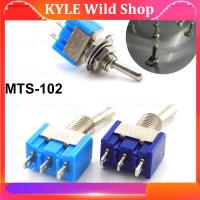 KYLE Wild Shop 5pcs Mini MTS-102 3-Pin SPDT ON-ON 6A 125VAC Miniature Toggle Switches MTS102 Blue Mounting Miniature Shook