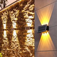 Outdoor Solar Lights External Sconce Garden Decoration Led Reflector Lamp Waterproof Wall Washer Powerful Solar Wall Lamp