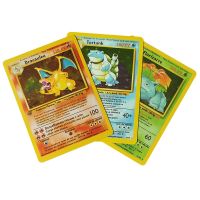 แฟลชการ์ดโปเกมอน1996ปีการ์ดภาษาอังกฤษภาษาฝรั่งเศส Charizard Blastoise Venusaur Pikachu ของขวัญของเล่น โปเกมอนเด็ก