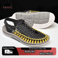 YANGK Handmade Woven Sandals เวอร์ชั่นเกาหลีบุคลิกภาพฤดูร้อนด้านนอกสวม Baotou Dong Dong รองเท้าแตะผู้ชายรองเท้าชายหาด 24 ชั่วโมงจัดส่ง 1-3 วันมาถึง