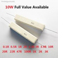 ☂▽ 10PCS/LOT 10W 0.1R/0.5R/1R/2R/2.2R/3R/3.9R/10R/20R/22R/47R/100R/1K/2K/3K/Ohm Cement Resistor 10W47R Cement Resistors Resistance