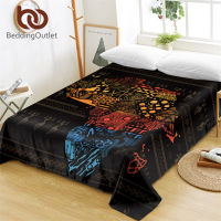 BeddingOutlet African Map Bedsheet Tribal Ancient Flat Sheet Geometric Bedspread Queen King Size Retro Exotic Bed Linen sabanas