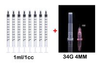 1ml Syringes + 34G 4MM Injection Needles Drawing Needles Injection Tool Sharp Pointed Needles Disposable Needle for meso Colanders Food Strainers