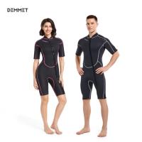 ใหม่ Neoprene W Etsuit ผู้ชายผู้หญิง1.5มิลลิเมตรให้อบอุ่นว่ายน้ำชุดดำน้ำชุดว่ายน้ำแขนสั้นไตรกีฬานักดำน้ำท่องดำน้ำดูปะการัง