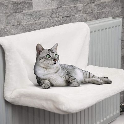 [pets baby] โซฟาเปลญวนแมวเตียงนอนแขวนแมว,เสื่อ Rangka Besi โลหะขนแกะอุ่นสบายเก้าอี้ที่ติดหน้าต่างสำหรับสัตว์เลี้ยงขนาดเล็ก