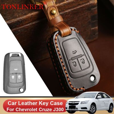 TONLINKER Car Dedicated Leather Key Case For Chevrolet Cruze J300 2008 2009-2014 2015 Holder Shell Remote Keychain Accessories