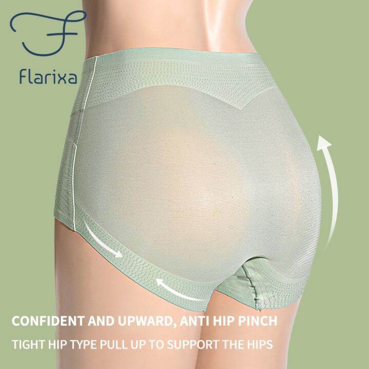 2023-f11-flarixa-ชุดกระชับหน้าท้องกางเกงขายาวสีทึบยกก้นกางเกงในเด็กผู้หญิงกางเกงชั้นในไร้รอยต่อผ้าไหมสำหรับเอวสูงผู้หญิง