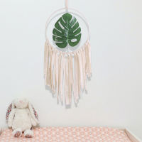 【cw】ins Home Decoration Wall Hanging Decoration Fresh Greenery Hoop Leaves Dreamcatcher Wall Hanging and Wall Decoration Tassel Weaving ！