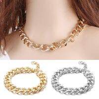 เครื่องประดับโชคเกอร์สไตล์พังก์สีเงินสีทอง