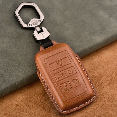 Genuine Leather Car Key Case Cover for Jaguar Land Rover Evoque Sports Keyring Shell